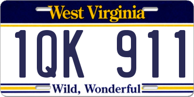 WV license plate 1QK911