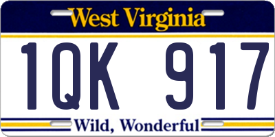 WV license plate 1QK917
