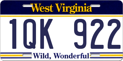 WV license plate 1QK922