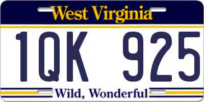 WV license plate 1QK925