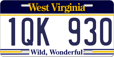 WV license plate 1QK930