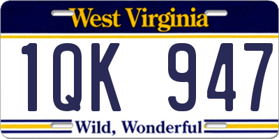 WV license plate 1QK947