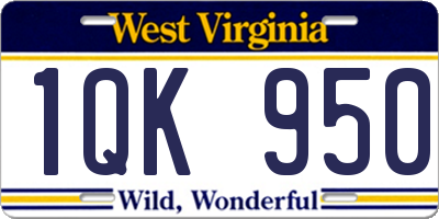 WV license plate 1QK950