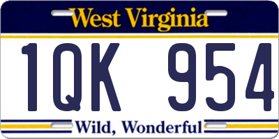 WV license plate 1QK954