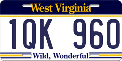 WV license plate 1QK960
