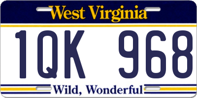 WV license plate 1QK968