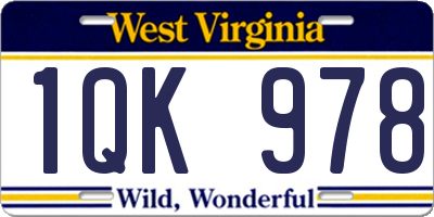 WV license plate 1QK978
