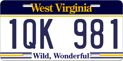 WV license plate 1QK981