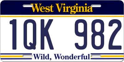 WV license plate 1QK982