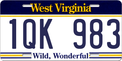 WV license plate 1QK983
