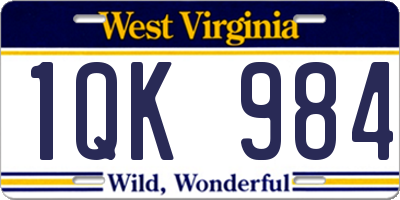 WV license plate 1QK984
