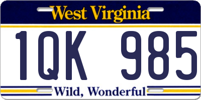 WV license plate 1QK985