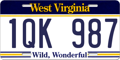 WV license plate 1QK987