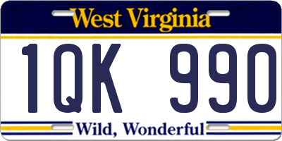 WV license plate 1QK990