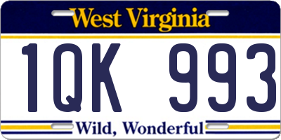 WV license plate 1QK993