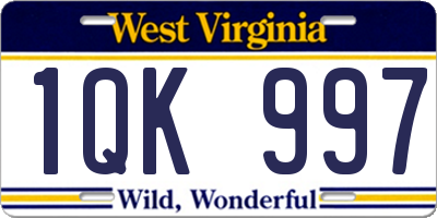 WV license plate 1QK997