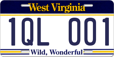WV license plate 1QL001