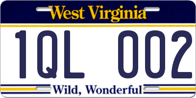 WV license plate 1QL002