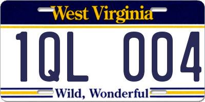 WV license plate 1QL004