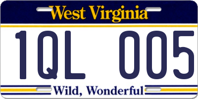 WV license plate 1QL005