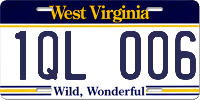 WV license plate 1QL006