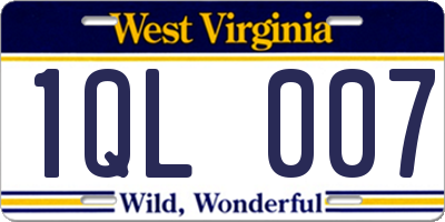 WV license plate 1QL007