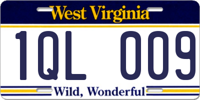WV license plate 1QL009