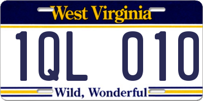 WV license plate 1QL010