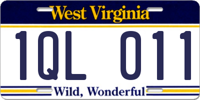 WV license plate 1QL011