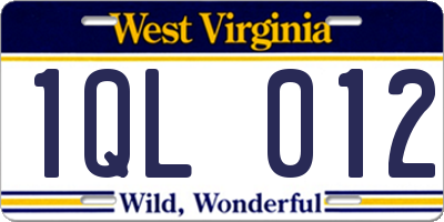 WV license plate 1QL012