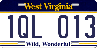 WV license plate 1QL013