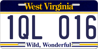 WV license plate 1QL016