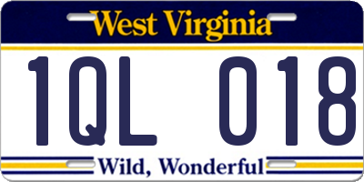 WV license plate 1QL018