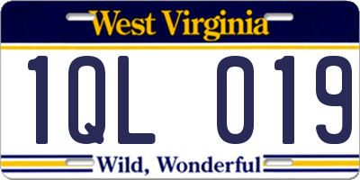 WV license plate 1QL019