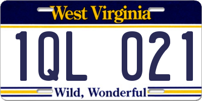 WV license plate 1QL021