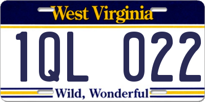 WV license plate 1QL022