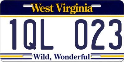 WV license plate 1QL023