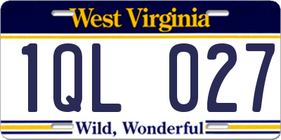WV license plate 1QL027