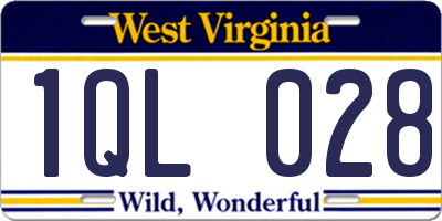 WV license plate 1QL028