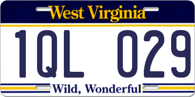 WV license plate 1QL029