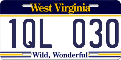 WV license plate 1QL030