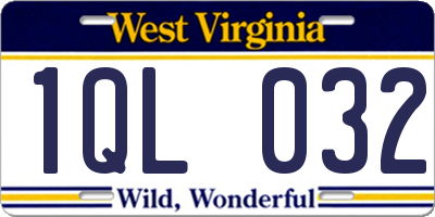 WV license plate 1QL032