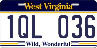 WV license plate 1QL036
