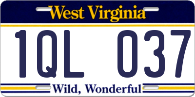 WV license plate 1QL037