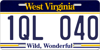 WV license plate 1QL040