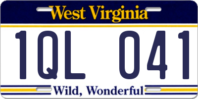 WV license plate 1QL041