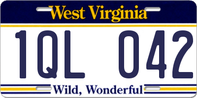 WV license plate 1QL042