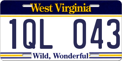 WV license plate 1QL043