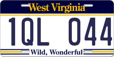 WV license plate 1QL044