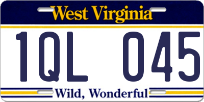 WV license plate 1QL045